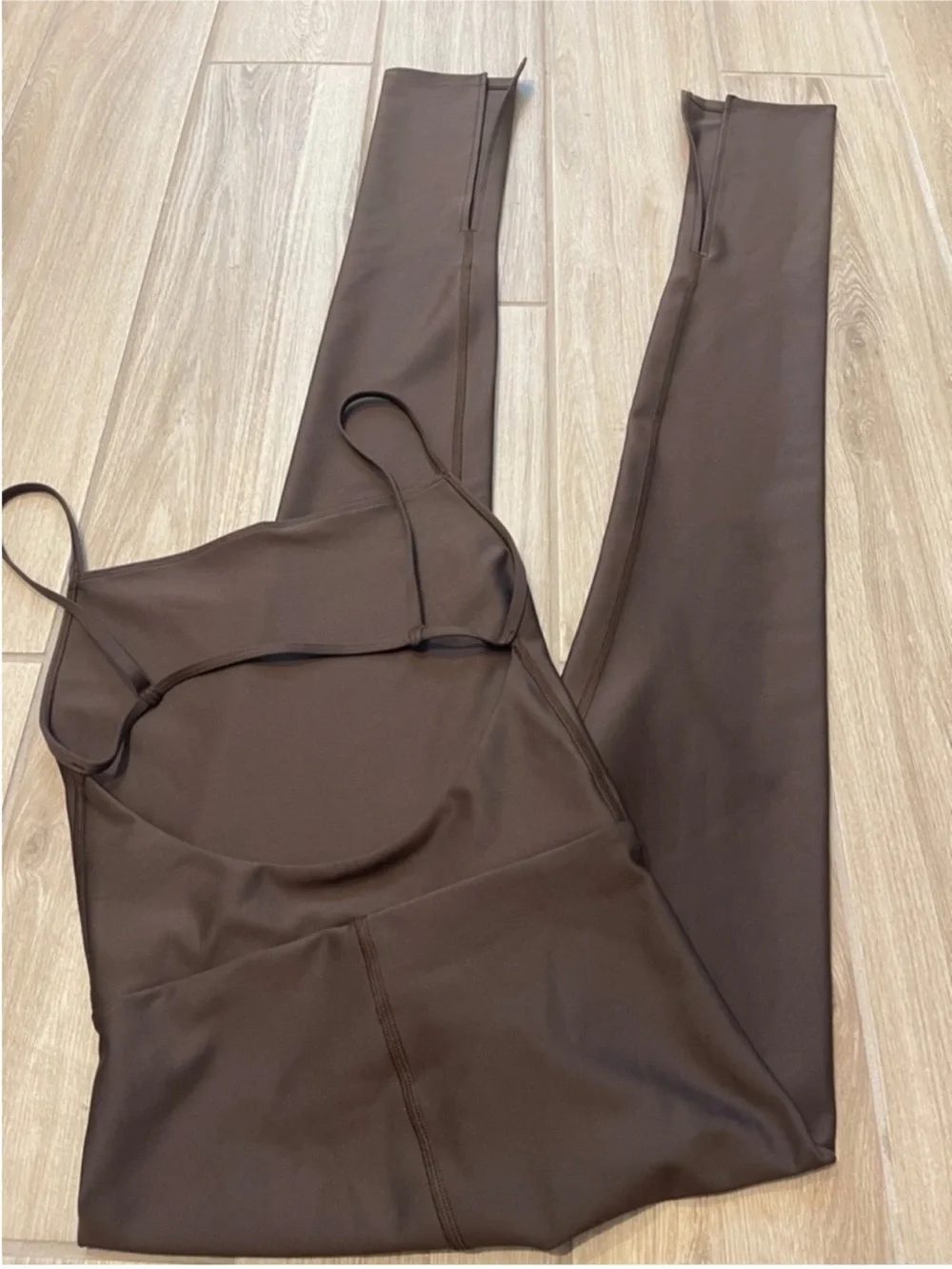 Alo Yoga Airlift Disco Daze Onesie Flare Jumpsuit Espresso 32